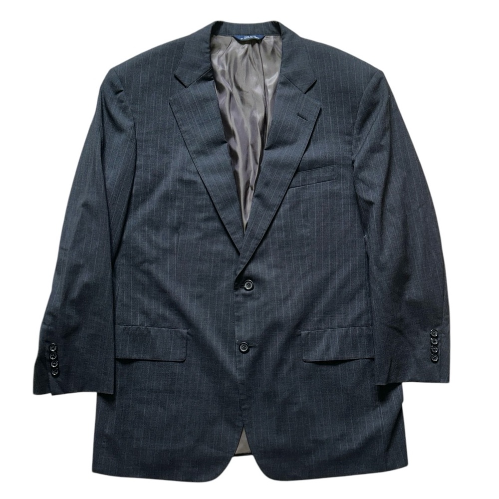 BROOKS BROTHERS Brooksease Blazer Jacket Dark Gray Pinstripe 100% Wool 44R